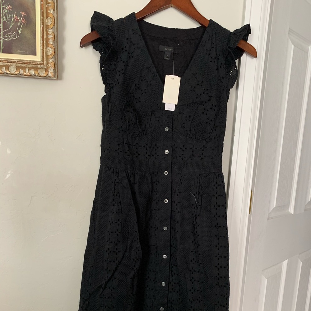 J crew eyelet cap sleeve blk dress size 0